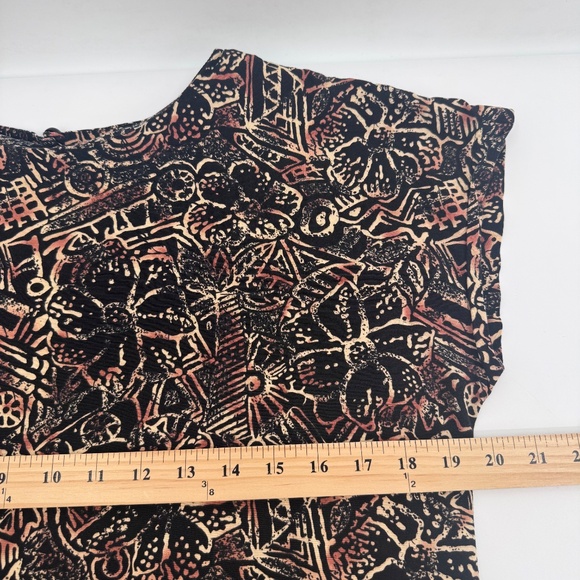 Hilo Hattie Dress Women Medium Brown Hawaiian Drop Waist 80s Cap Sleeve Vintage - Picture 9 of 11